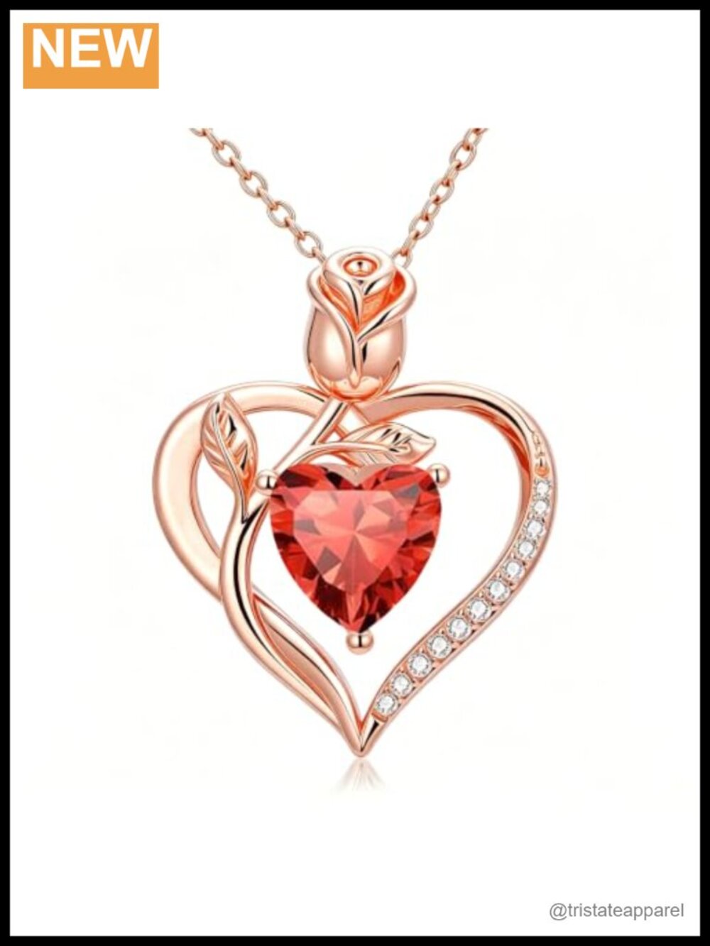 14K Rose Gold Heart Birthstone Pendant Necklace for Women Love Keepsake Gift
